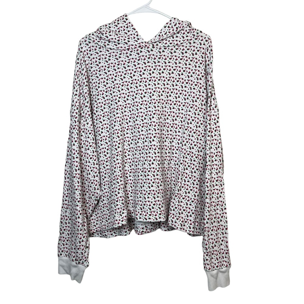 Something Navy White Apple Fruit Printed Hoodie Sweater Size XL Women